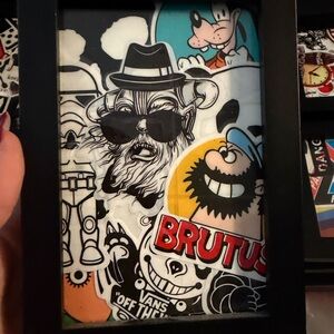 Sticker Collage Art in Black Frame